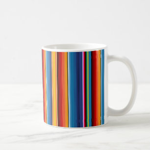Caneca De Café Mexicano vermelho Dourado azul Sarape