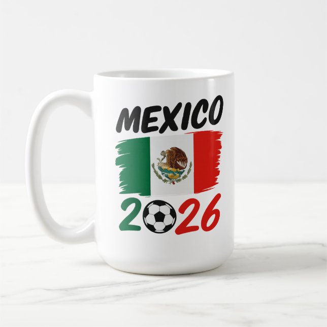 Caneca De Café Mexico 2026 Soccer Fan Design with Football (Esquerda)