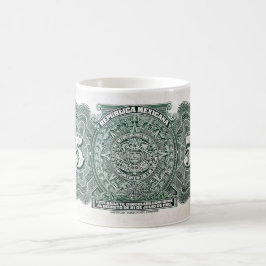 Caneca De Café México cédula de 5 pesos, calendário asteca