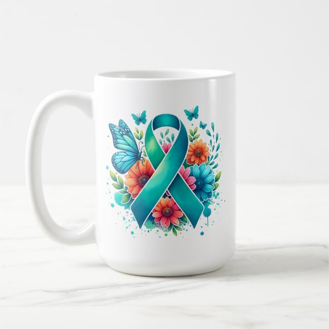 Caneca De Café MG Consciência | Miastenia Gravis Warrior Ribbon (Esquerda)