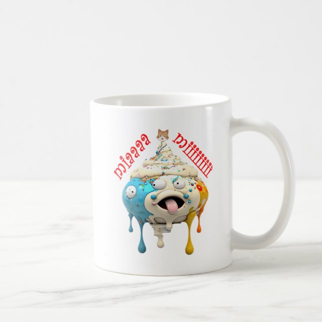 Caneca De Café Miaaaa-Miiiii: Whimsical Creamy Delight (Direita)