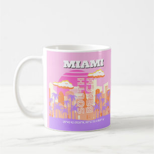 Caneca De Café Miami Beach, Arte de Viagem de Miami, Quarto Prepp