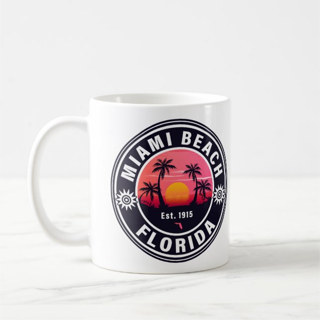 Caneca De Café Miami Beach Florida Retro Sunset Souvenirs 60s (Esquerda)