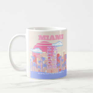 Caneca De Café Miami Beach, Miami Viagem Art, Preppy Room, Pastel