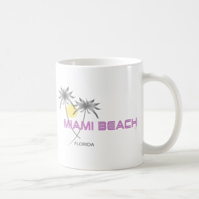 Caneca De Café Miami Beach Rosa Cinza (Direita)