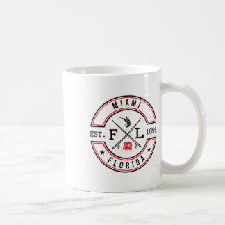 Caneca De Café Miami Flórida Fl Surfista Retro Frente à Praia E C