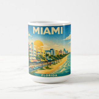Caneca De Café Miami Florida Vintage Travel Poster Mug