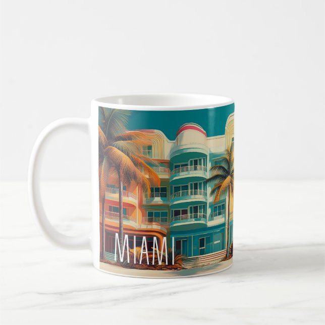 Caneca De Café Miami Mirage – Retro Travel Mug (Esquerda)