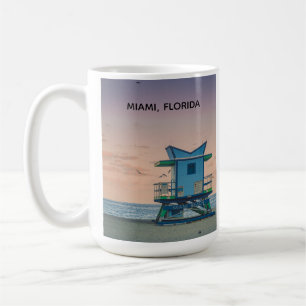 Caneca De Café Miami South Beach Flórida Guarda-Vidas Oceano