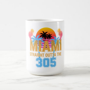 Caneca De Café Miami Straight Outta The 305 Vintage Pôr do Sol Ne