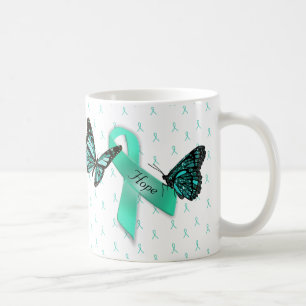 Caneca De Café Miastenia Gravis Hope Teal Ribbons Café