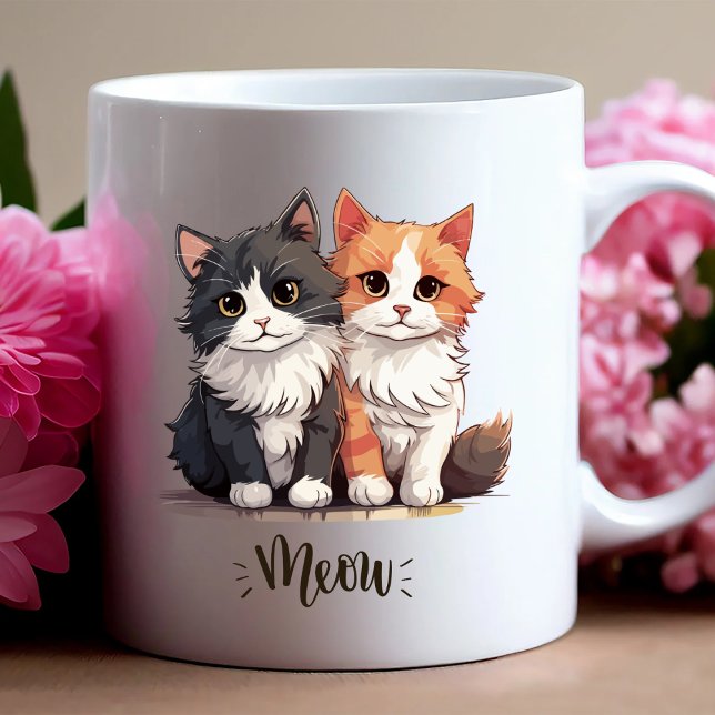 Caneca De Café "Miau" Gato Gato Gato Gato Duo Mug (Criador carregado)