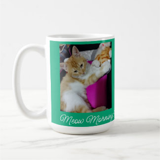 Caneca De Café Miau Manhã , foto, texto, substituível