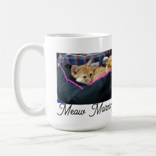 Caneca De Café Miau Manhã , foto, texto, texto de trás, substituí