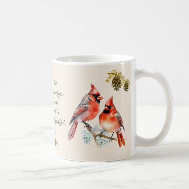 Caneca De Café Micah 6:8 - Song Bird Mug com Cardinals (Direita)