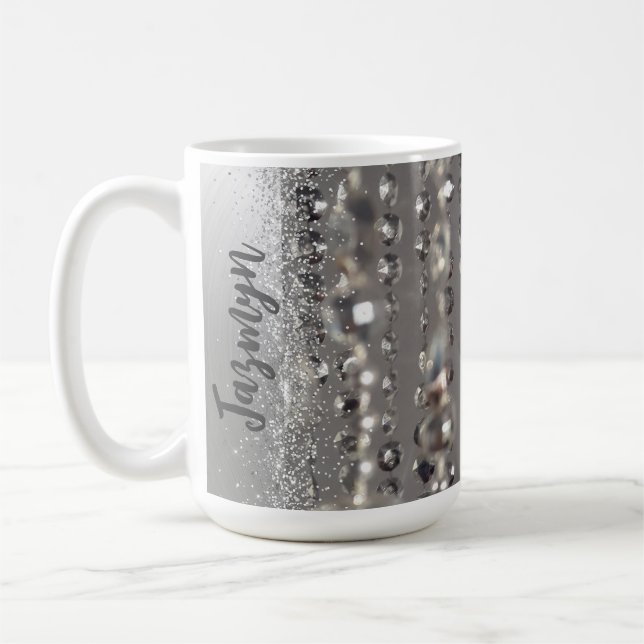 Caneca De Café Miçangas de cordas prateadas brilhantes (Esquerda)