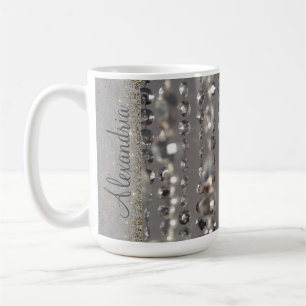 Caneca De Café Miçangas de Prata com Glittery Glam Personalizadas