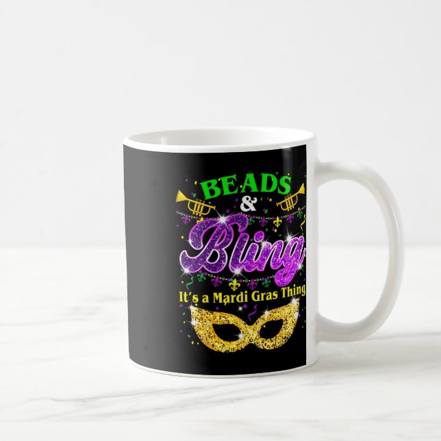 Caneca De Café Miçangas e Bling É um Carnaval do Mardi Gras. (Direita)