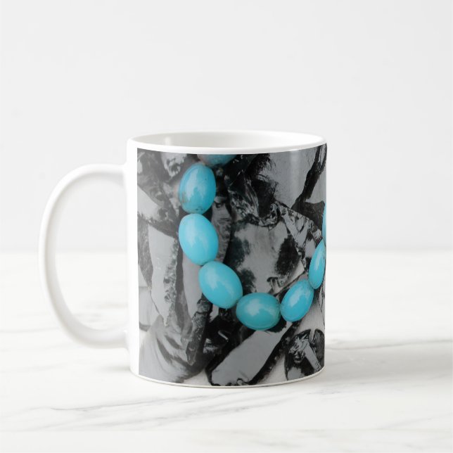 Caneca De Café Miçangas Obsidianas De Vidro E Turquesa (Esquerda)