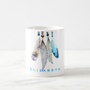 Caneca De Café Miçangas Personalizadas de Boho de Aquarela