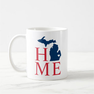 Caneca De Café Michigan Casa Vermelho Branco Azul Estado Coração