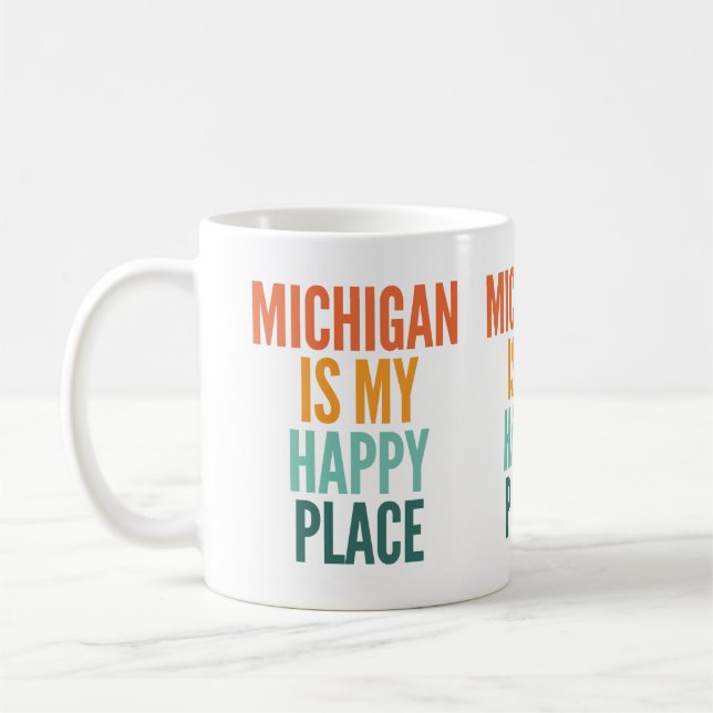 Caneca De Café Michigan É Meu Lugar Feliz (Esquerda)