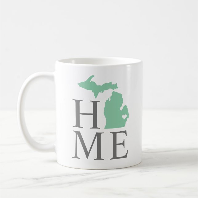 Caneca De Café Michigan Home Mint Green City Heart (Esquerda)