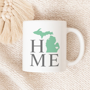 Caneca De Café Michigan Home Mint Green City Heart