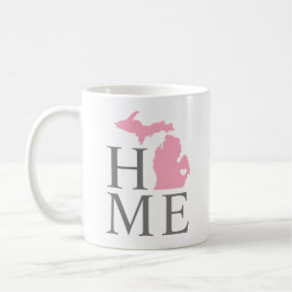 Caneca De Café Michigan Home Pink e Cinza Custom City Heart