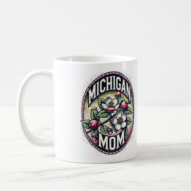 Caneca De Café Michigan Mãe Cherry Blossom Tree State Flower (Esquerda)