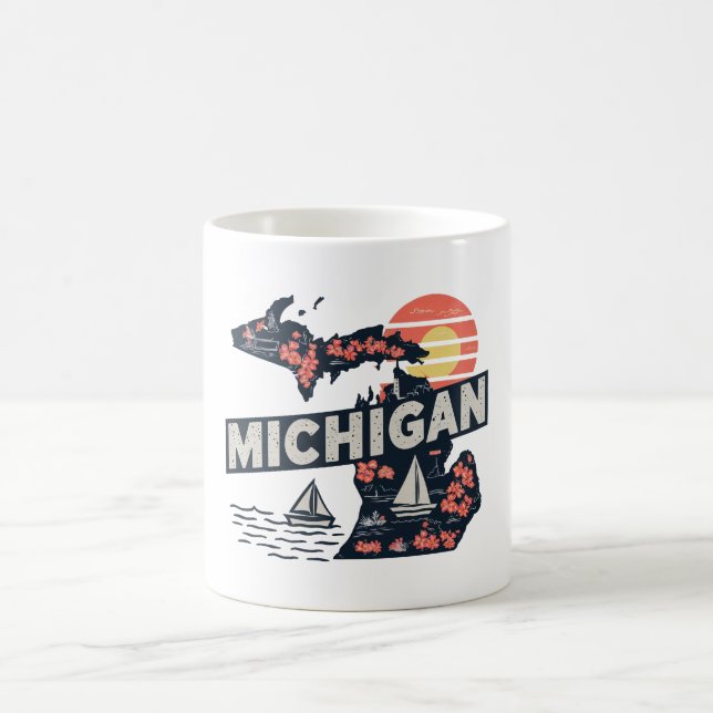 Caneca De Café Michigan Retro Silhouette (Centro)