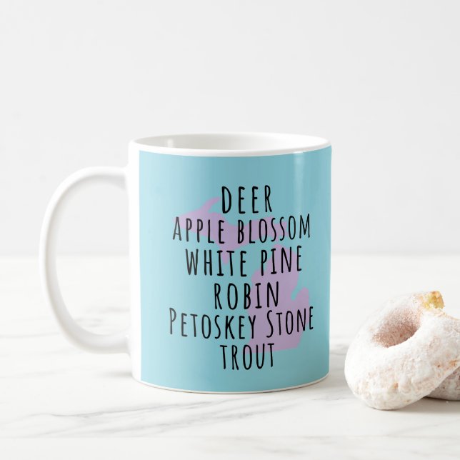 Caneca De Café Michigan State Symbols Simple Text Coffee Mug (Com Donut)