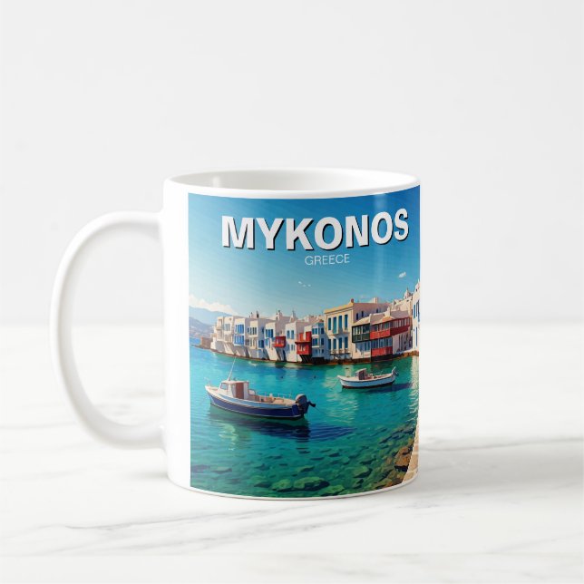 Caneca De Café Micónos Grécia Ilhas Gregas barcos (Esquerda)
