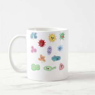 Caneca De Café Micróbios Fofos Bactéria Vírus Ecoli Microbiologia
