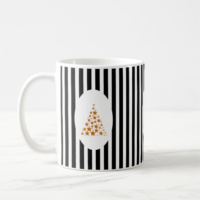 Caneca De Café Mid century christmas tree with Golden star (Esquerda)