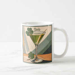 Caneca De Café Mid Century Modern Art Shamrock Martini Sláinte! 