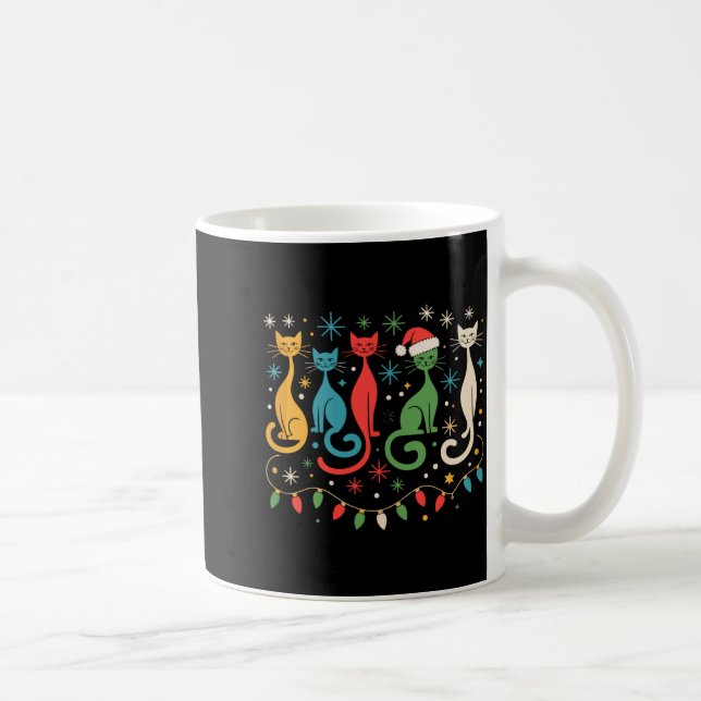 Caneca De Café Mid Century Modern Look Cats Xmas Retro 50s 60s  (Direita)