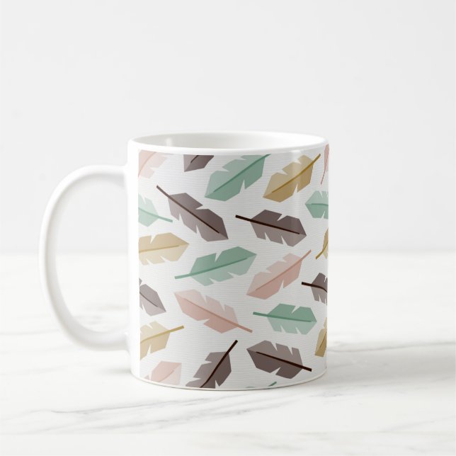 Caneca De Café Mid-Century Modern Retro Feathers Mug (Esquerda)
