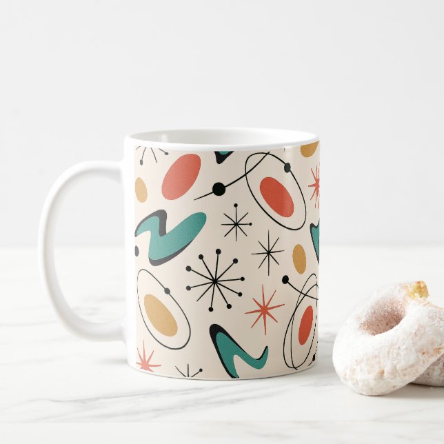 Caneca De Café Mid Century Modern Starburst Pattern (Com Donut)