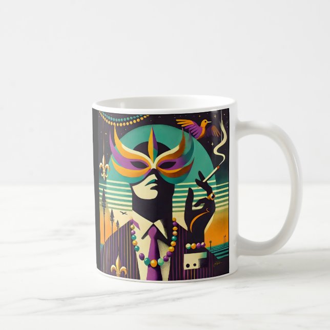Caneca De Café Mid Century Retro 60s Mardi Gras The Smoking Man (Direita)
