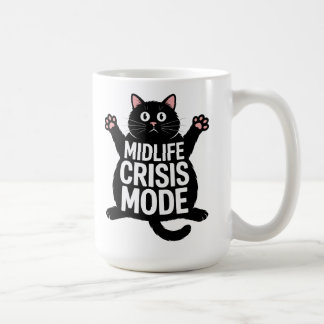 Caneca De Café Midlife Crisis Mode Fat Black Cat Humor