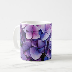 Caneca De Café Midnight Garden Violet Hydrangea Watercolor