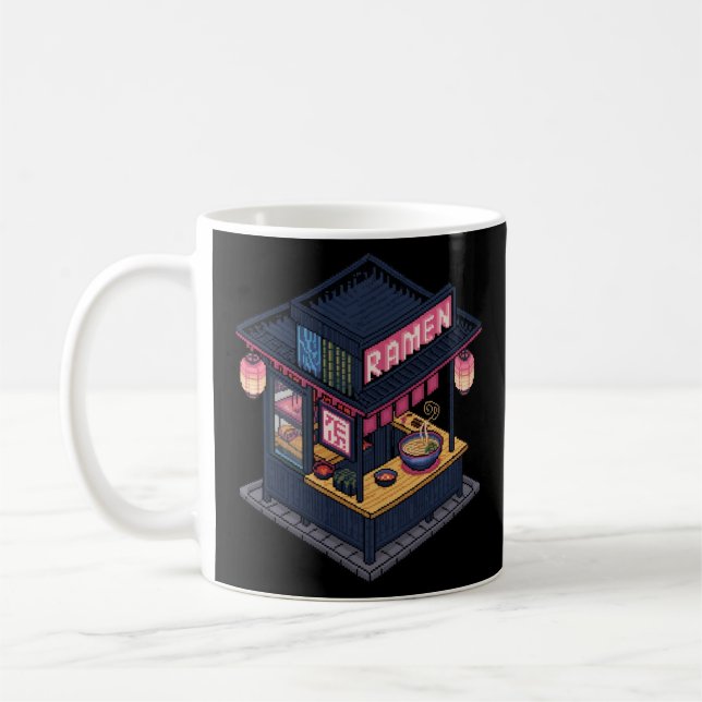 Caneca De Café Midnight Lofi Pixel Art Ramen Shop (Esquerda)