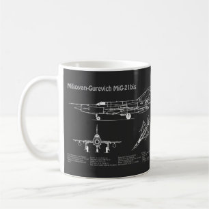 Caneca De Café MiG-21 bis - PD Planos de Impressão Blueprint do A