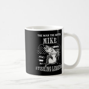 Caneca De Café Mike Man Myth Legenda de Pesca Nome Personalizado