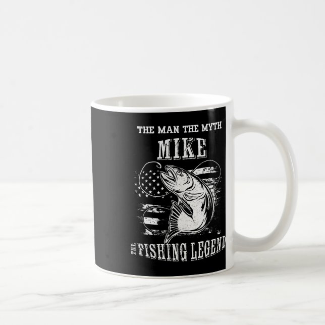 Caneca De Café Mike Man Myth Legenda de Pesca Nome Personalizado (Direita)