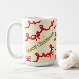 Caneca De Café Mikitiez gothmas ribbon redwhite candycane x'mas