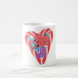 Caneca De Café Mikitiez pink coração selflove june gemini