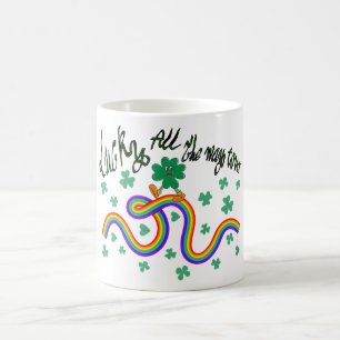 Caneca De Café Mikitiez rua verde-trevo irlandês.