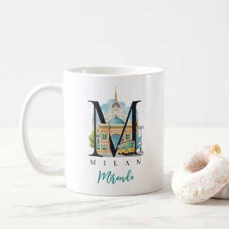 Caneca De Café Milan Italy Monogram Letter M Personalized Gift